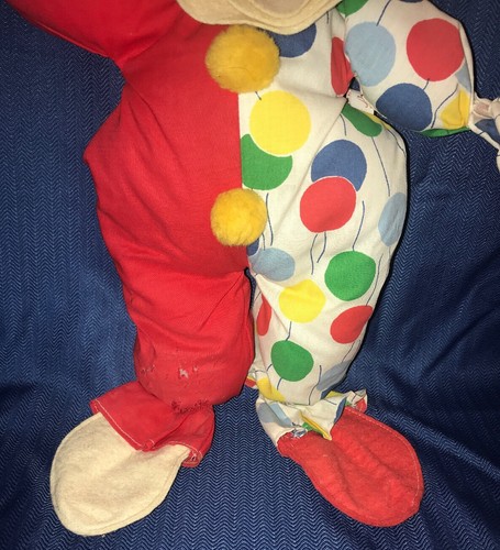 VINTAGE 1971 ANNALEE MOBILITEE POSABLE CLOWN DOLL 19” Balloons & Red Fabric