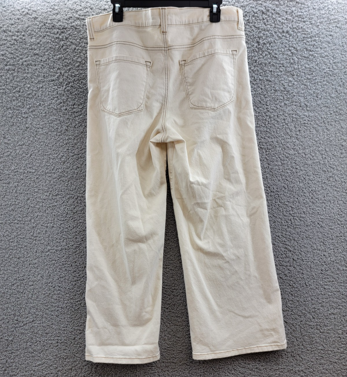 Karen Kane Cropped Wide Leg Jeans Women's 16 Natural 5 Pockets Zip/Button - Picture 11 of 16