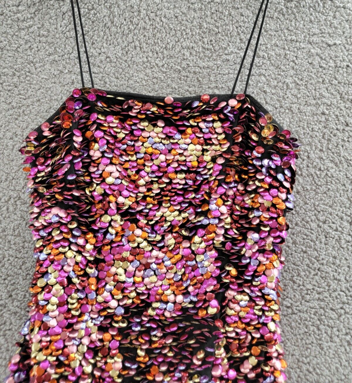 RAMY BROOK RAMY BROOK MILENA SEQUIN MINI DRESS WOMEN'S 2 PINK ORCHID SQUARE NECK BACK ZIP