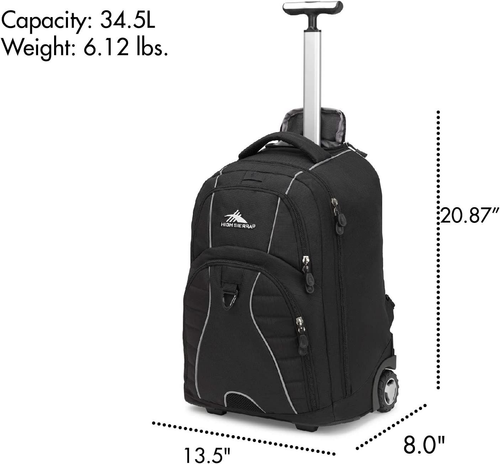 High Sierra Freewheel Wheeled Laptop Backpack, 20.5 x 13.5 x 8-Inch, Black