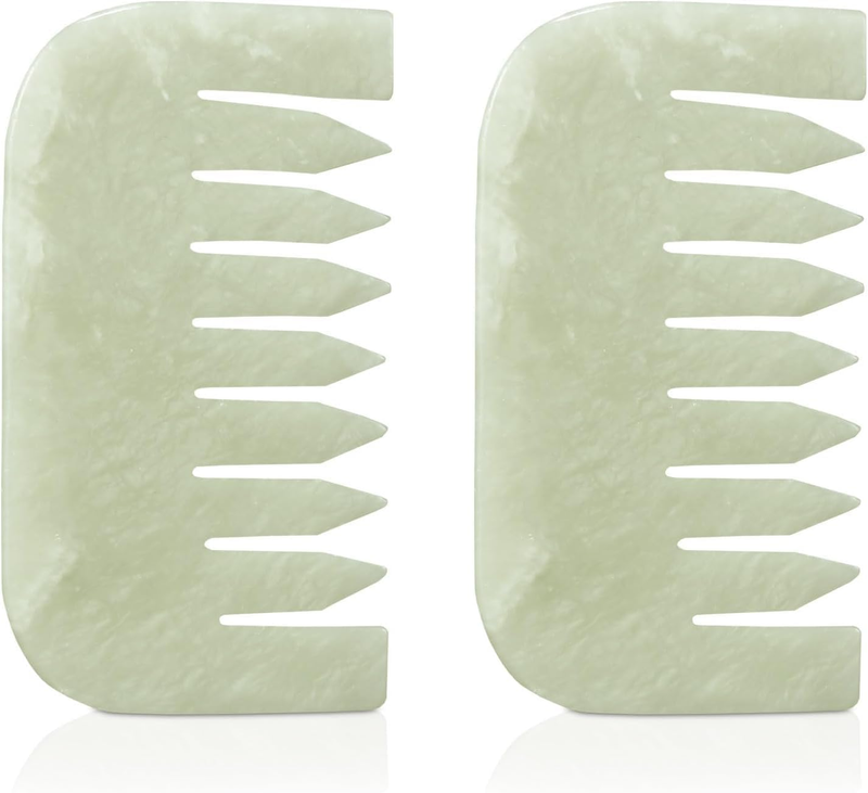 2 Pcs Jade Combs Esthetician Supplies Massage Stone Hair Gua Sha Scraping Scalp