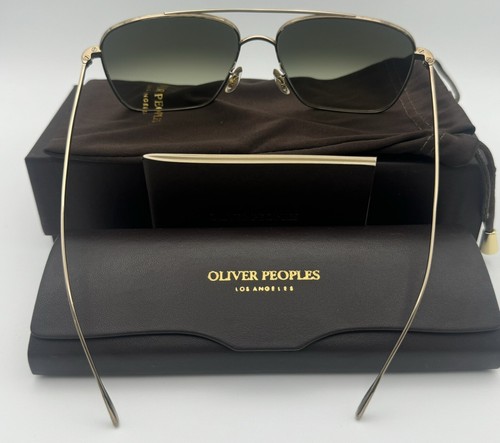 Pre-owned Oliver Peoples Dresner Ov1320st529 2/bh - Gold Frame / G-15 Lens In Green