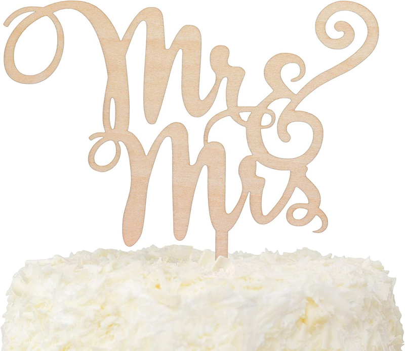 Ed Wooden Mr And Mrs Cake Topper For Rustic Wedding Decoration