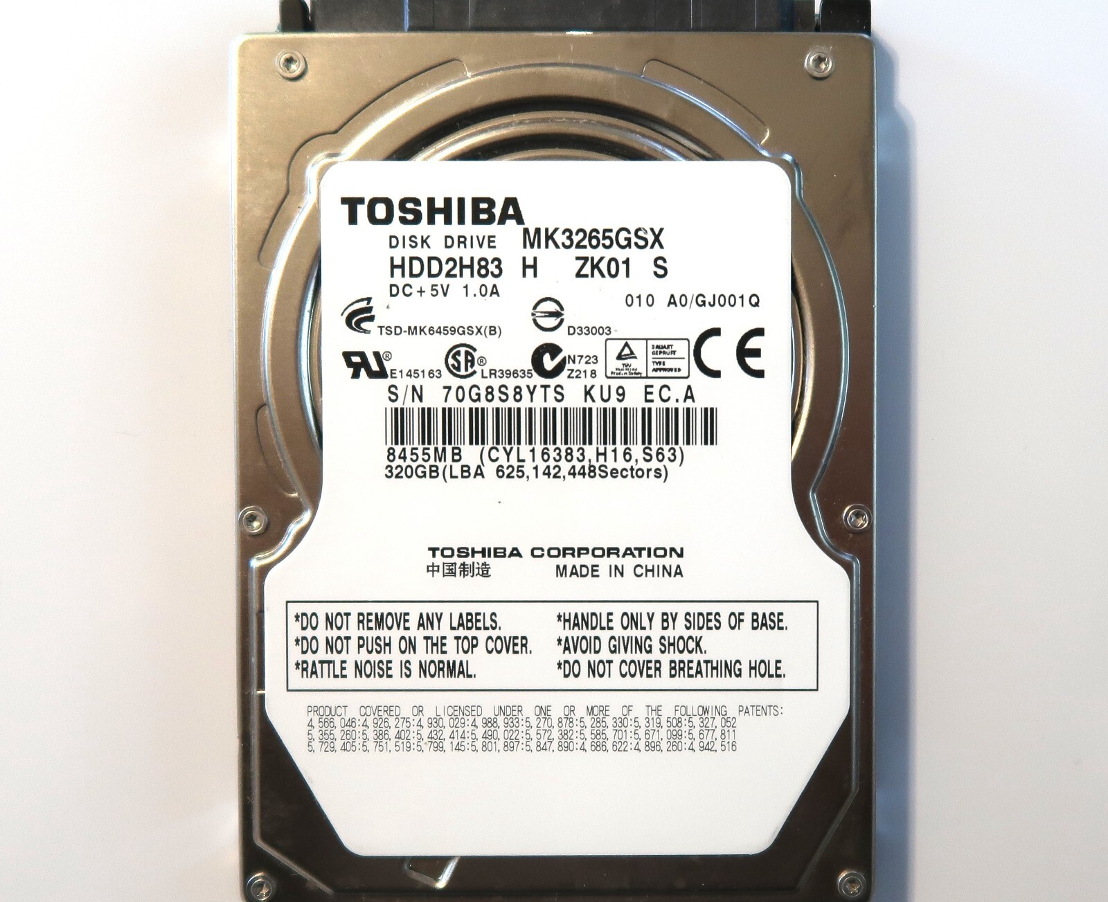Toshiba MK3261GSYN (MK3261GSYN) [並行輸入品] Toshiba MK3261GSYN - 320GB 7.2K RPM SATA 2.5
