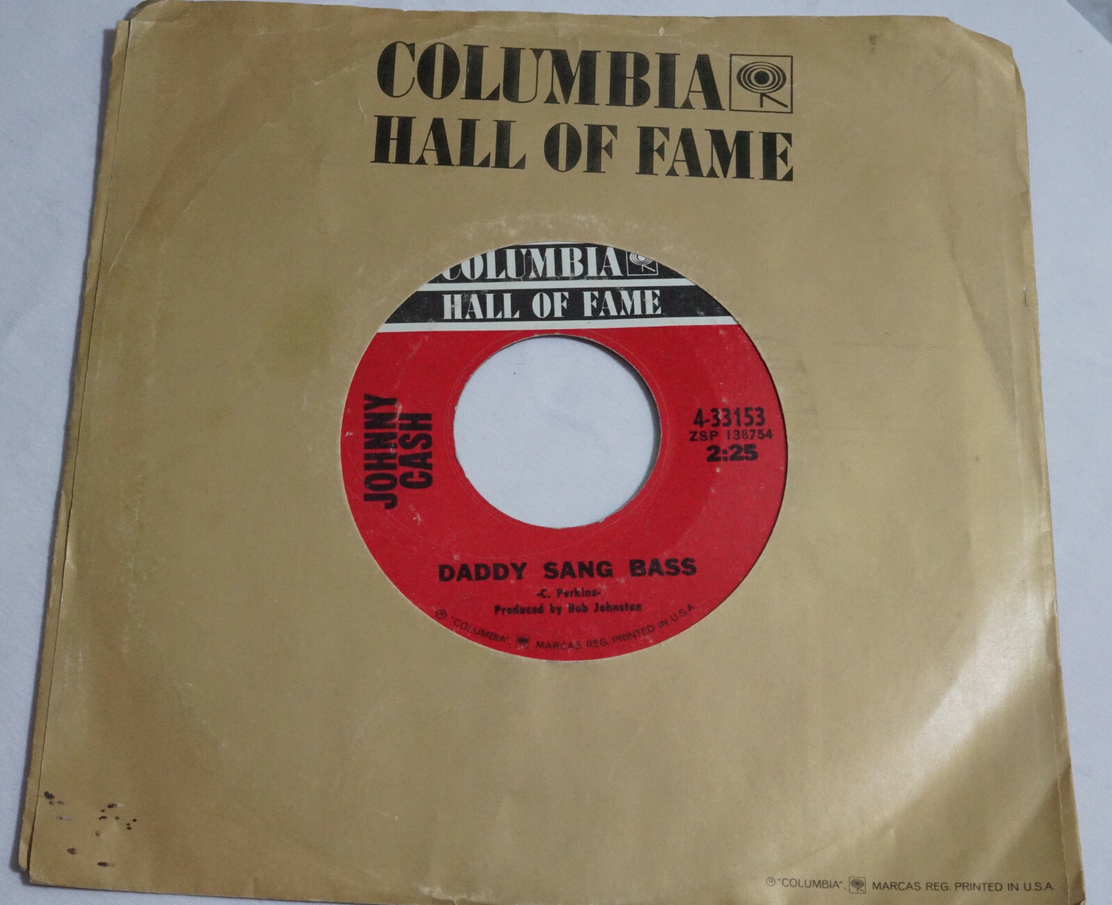 45 record Johnny Cash Columbia Hall of Fame Records 4-33153 Folsom Prison Blues