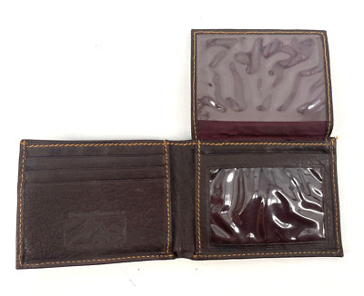 Vintage Timber Mountain Brown Leather Minimalist Slim Credit Card Bifold Wallet