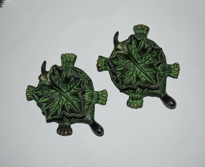 Turtle Leaf Shape Oil Lamp Brass Reptile Diya's Vilakku Table Home Décor EK986