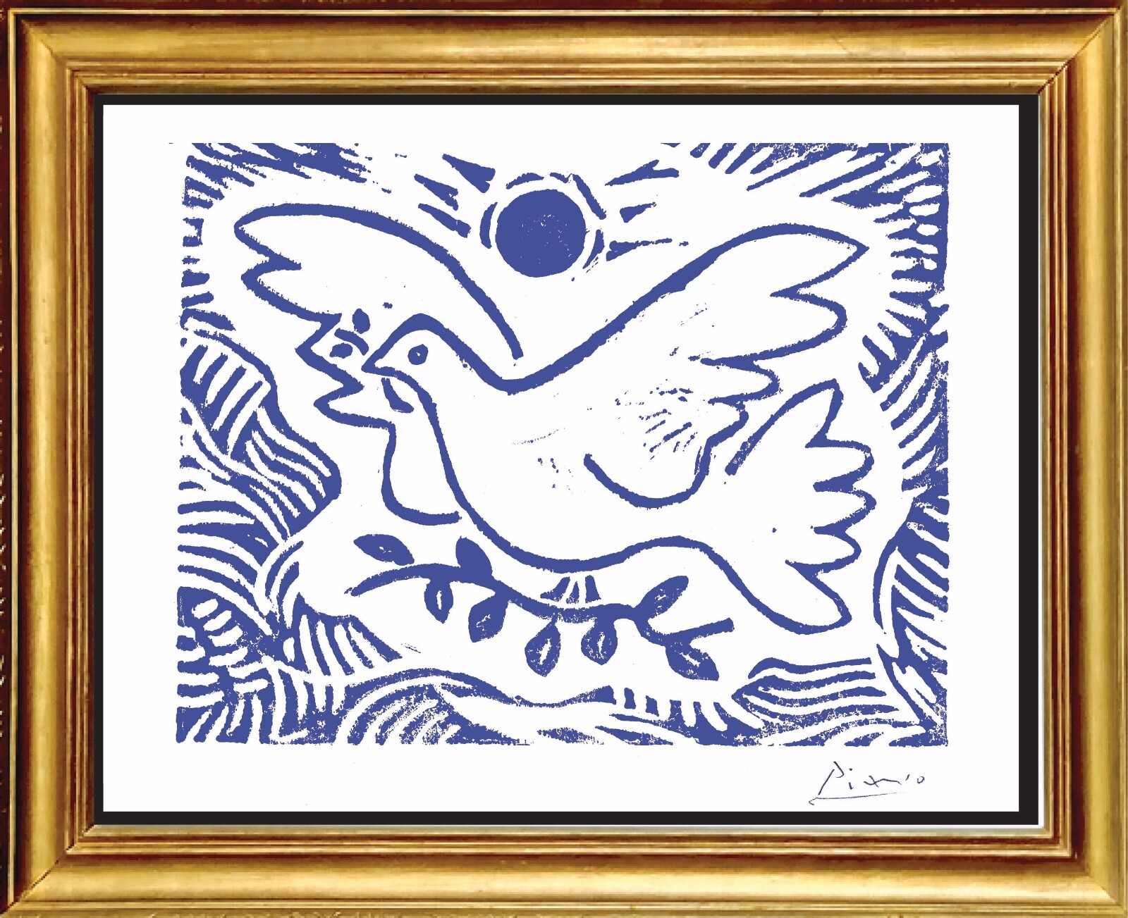ピカソ 額装 「Blue dove with flowers」 ピカソ 額装 「Blue dove with flowers」 - メルカリ