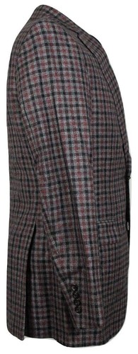 Pre-owned Samuelsohn – Gray Plaid Wool/silk/linen Flannel Blazer, Sizes 38 - 46 In Multicolor