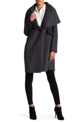 NEW Derek Lam 10 Crosby Convertible Collar Wool Blend Coat in Gray -SZ 12 #C3930