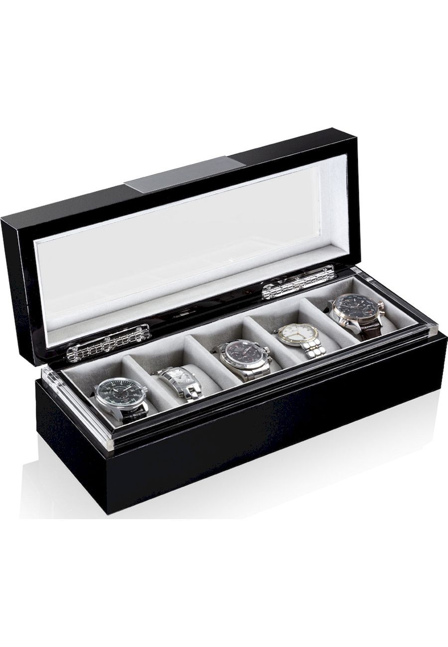 Heisse & Söhne Uhrenbox Executive 5 Schwarz- Grau 70019-56