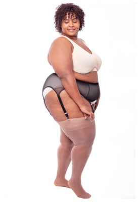 Plus Size Sexy Mesh Six Clip Strap Suspender Belt for Stockings Extra Large XXXL