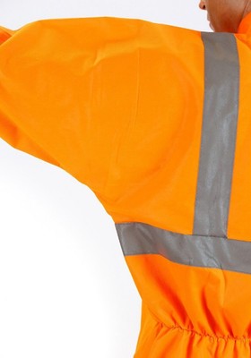 Einweganzug Karneval Fasching Kostüm Bauarbeiter Müllmann Einweg-Overall Orange