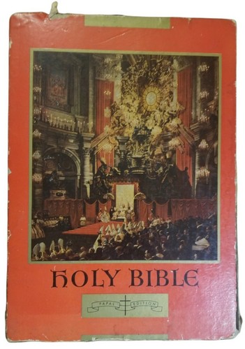 ビンテージ　HOLY BIBLE 聖書　2冊セット VTGHoly Bible Ornate Catholic Papal Pope Pius XII Ed Old