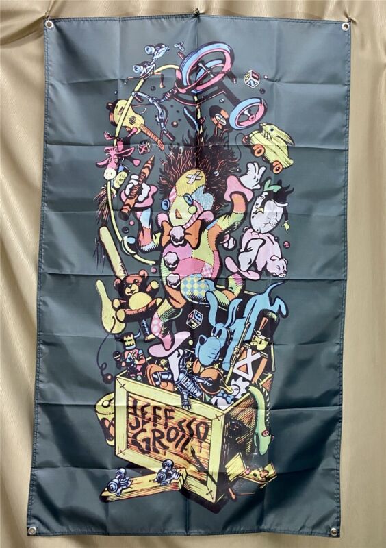 Jeff Grosso Toybox Banner Santa Cruz Skateboard Art Flag Tapestry 3x5 ft Poster