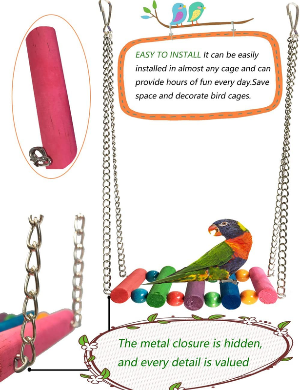 Bird Parrot Toys Swing Hanging,Bird Cage Accessories Toy Hammock for Parakeets,C