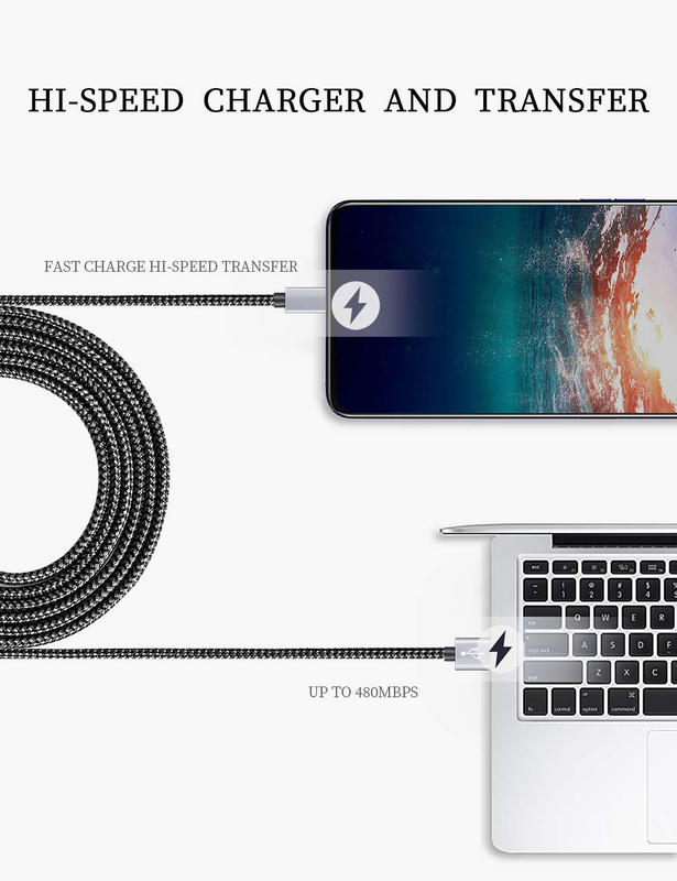 USB Type C Cable Fast Charging, Tpc001 5 Pack(6Ft 3A) Braided C Charger Cables C
