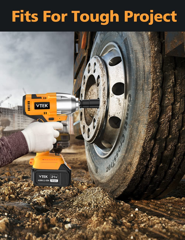 Electric Impact Wrench 1/2'' Cordless High Torque 700N.m Brushless Motor Drill