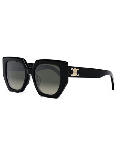 Pre-owned Celine Cl40239f 01f Triomphe Women Sunglasses Black Gold Grey Gradient Authentic In Gray