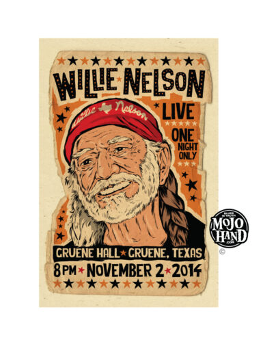 Willie Nelson concert poster - 2014 - Gruene hall, Texas