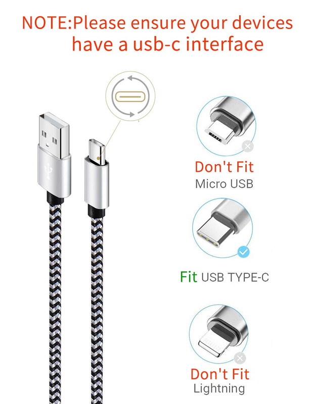 USB Type C Cable Fast Charging, Tpc001 5 Pack(6Ft 3A) Braided C Charger Cables C