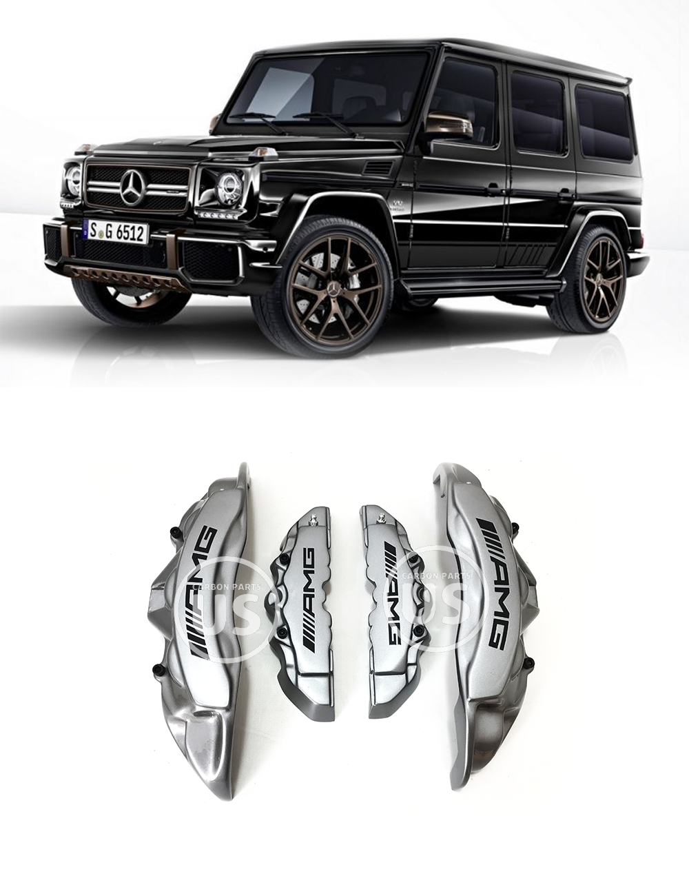 W463 Brake Caliper Covers AMG Silver Style Mercedes G-Class, X166, W166 4pcs.