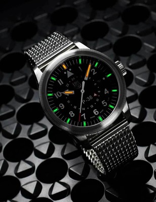 Pre-owned Luminox Xa.9522 Mens Watch P-38 Air Pilot Gmt 42mm 100m