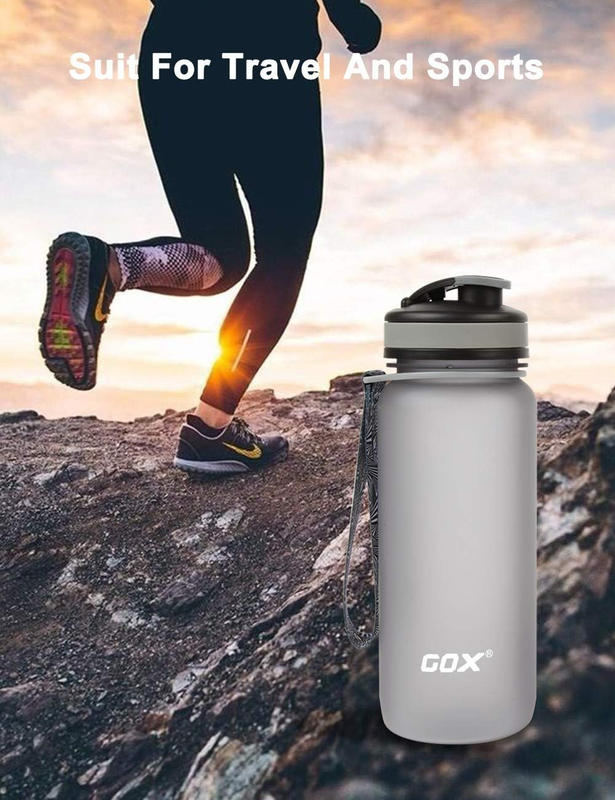 Sports Water Bottle with Leak Proof Flip Top Lid - BPA Free Tritan Plastic（Grey）