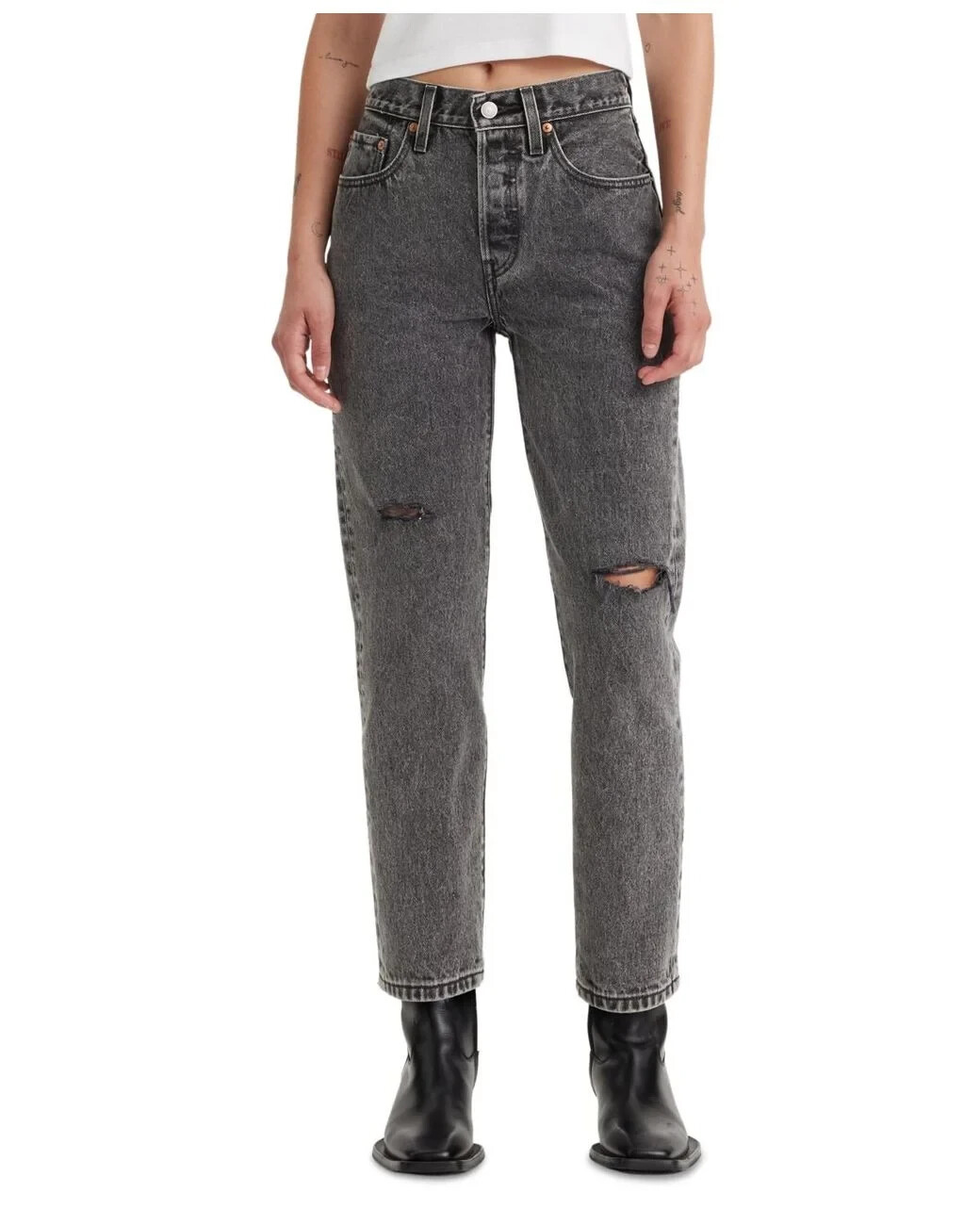 Levi's 501® Cropped Straight-Leg High Rise Jeans Women's 24 x 26 Sophisticated - Picture 1 of 16