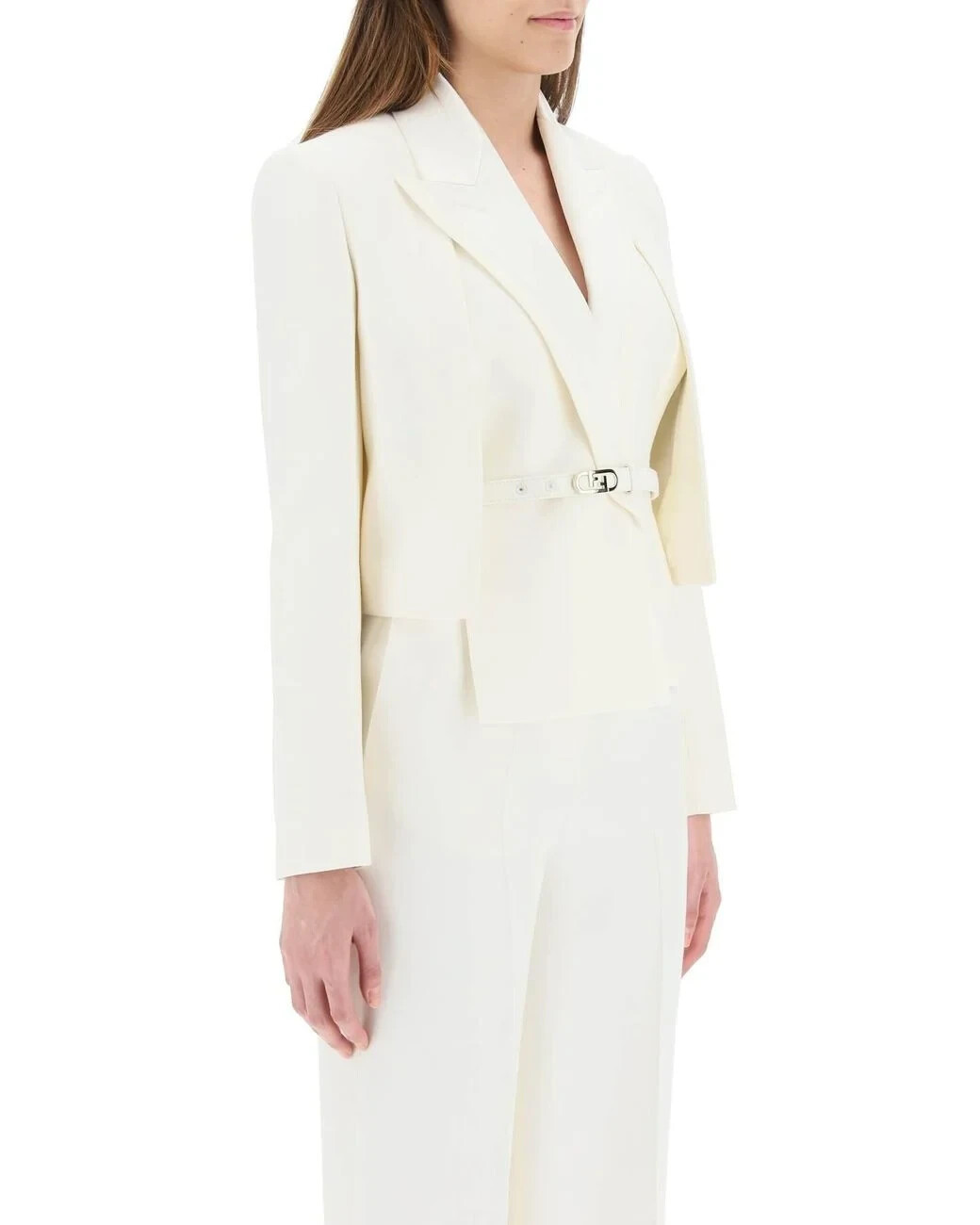 【フェンディ】 Jackets - Cropped Jackets ジャケット NEW NWT FENDI multilayer cropped tuxedo jacket in cream sz