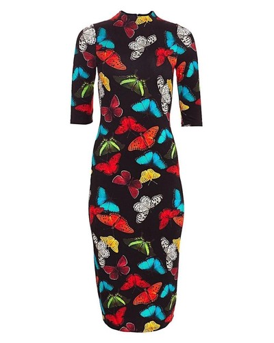 Alice + Olivia Delora butterfly Print Sheath Knee length