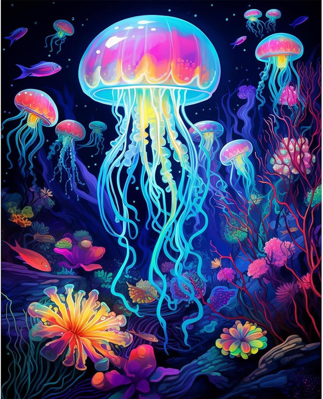 EIBEILI Diamond Painting Kits for Adults Glowing Jellyfish DIY 5D Diamond Art Ki