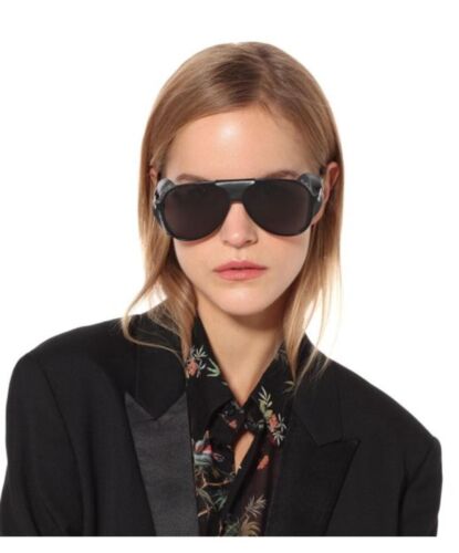Pre-owned Saint Laurent Yves  Special Edition Aviator Blind Sunglasses In Black