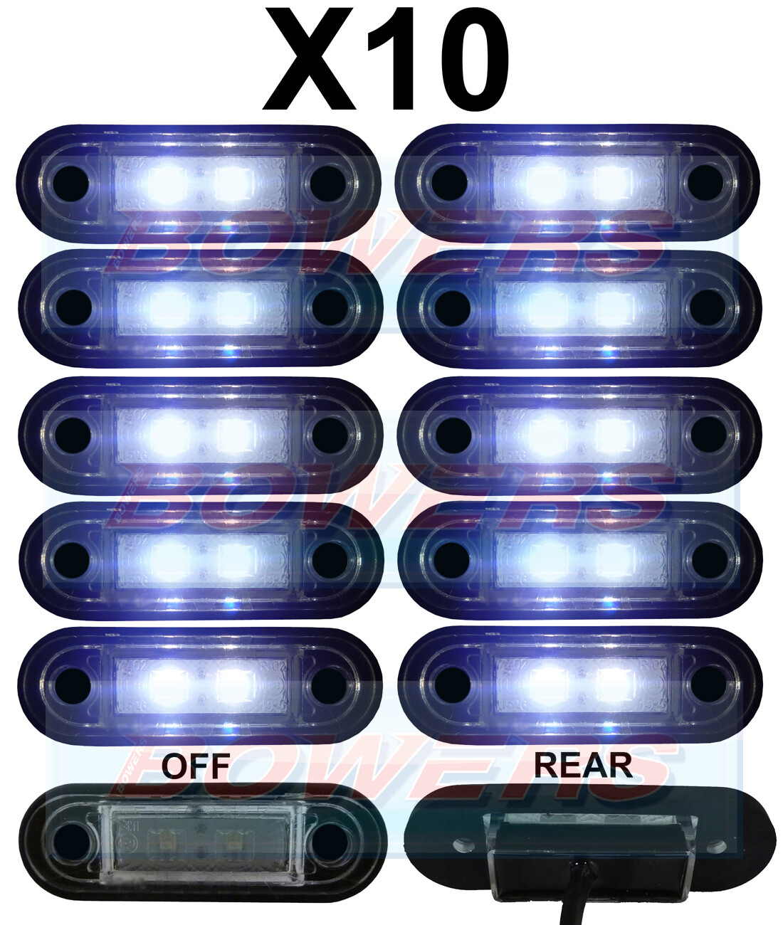 10 x 12V/24V FLUSH FIT WHITE FRONT LED MARKER LAMPS / LIGHTS TRUCK VAN
