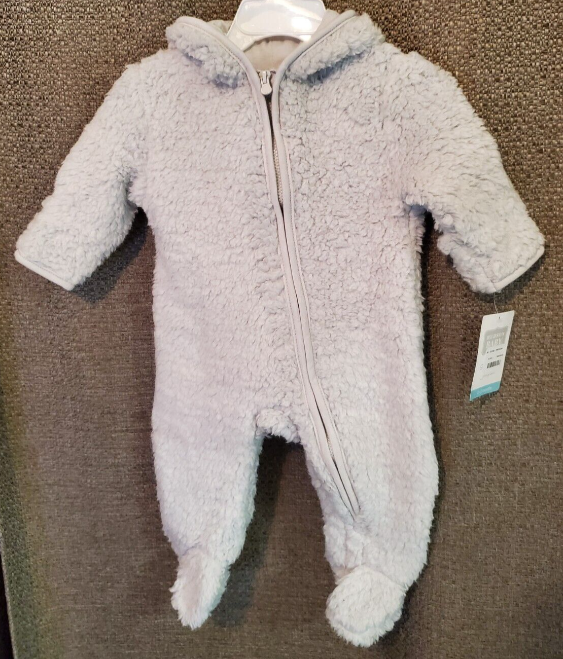 Hudson Baby Boy Solid Grey Fleece Sherpa Footed Jumpsuit Siz