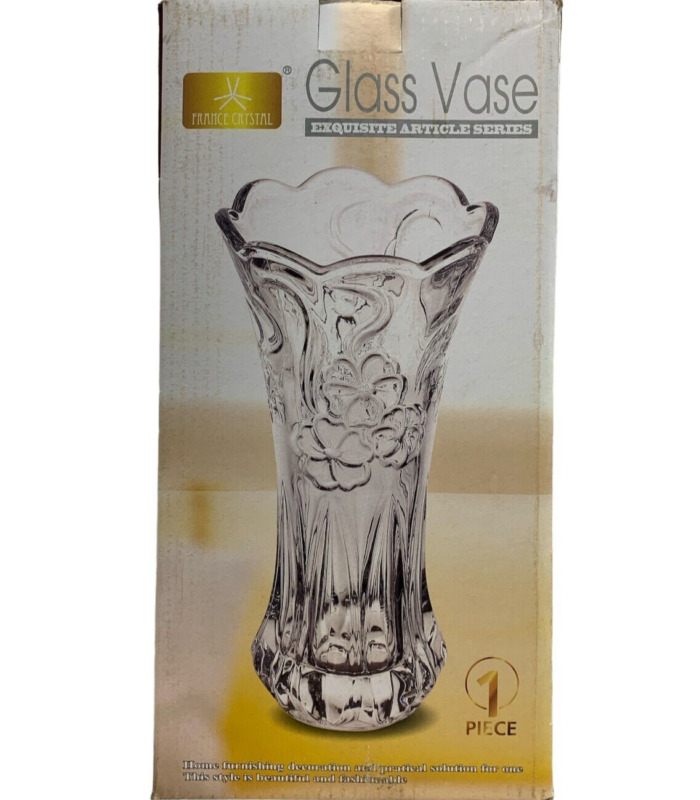 Beautiful Crystal Clear Diamond Lead Crystal Glass Vase Big 1 Pcs