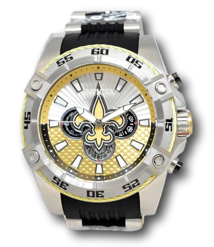 Pre-owned Invicta Nfl Orleans Saints Men's 52mm Carbon Fiber Chronograph Watch 41986