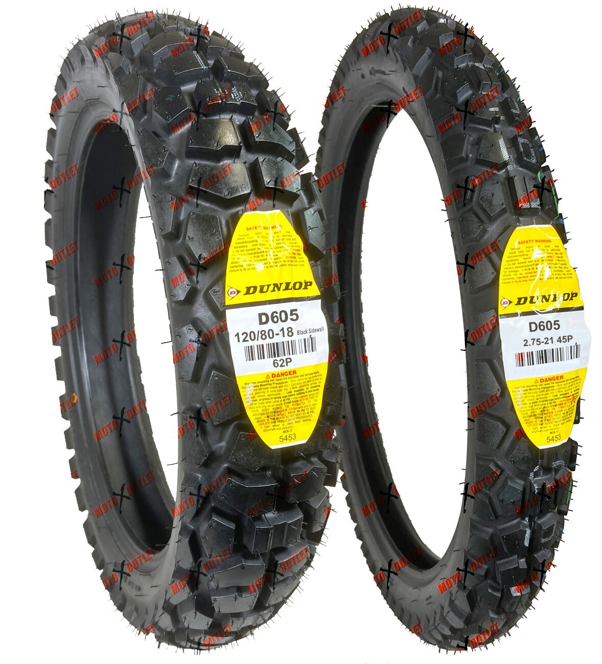 ダンロップ　タイヤ　D605　前後　セロー225 DUNLOP（ダンロップ） [前後セット] 新品 D605 2.75-21 120/80-18