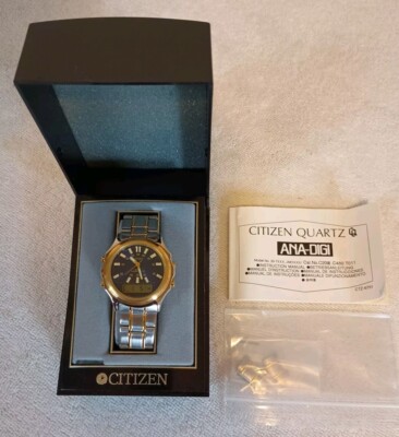 Citizen ANA-DIGI 625155 Quartz Mens Wrist Watch Xtra Links Manual & Box Mint CD