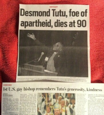 OBITUARY DESMOND TUTU 1931 - 2021 FOE OF APARTHEID NOBEL PEACE PRIZE 