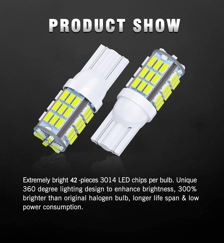 T10 921 194 168 LED Bulbs Cool White 20-Packs, Super Bright 3014 42-SMD LED Repl
