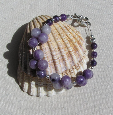 Purple Lepidolite Crystal Gemstone Chakra Beaded Bracelet ''Lavender Dawn''
