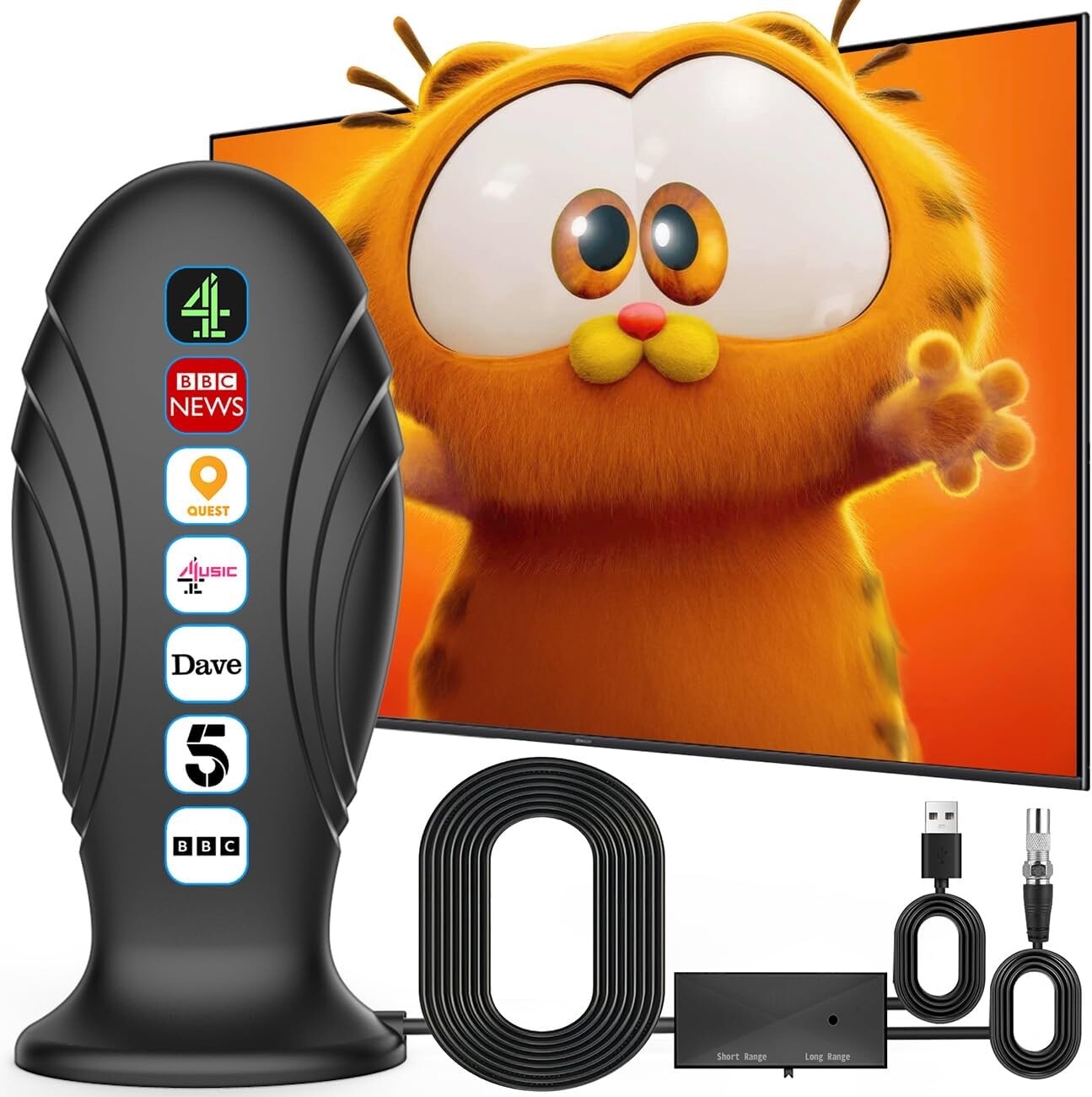 TV Aerial Newest, Freeview Indoor TV Antenna with 360° Reception Amplified *New!