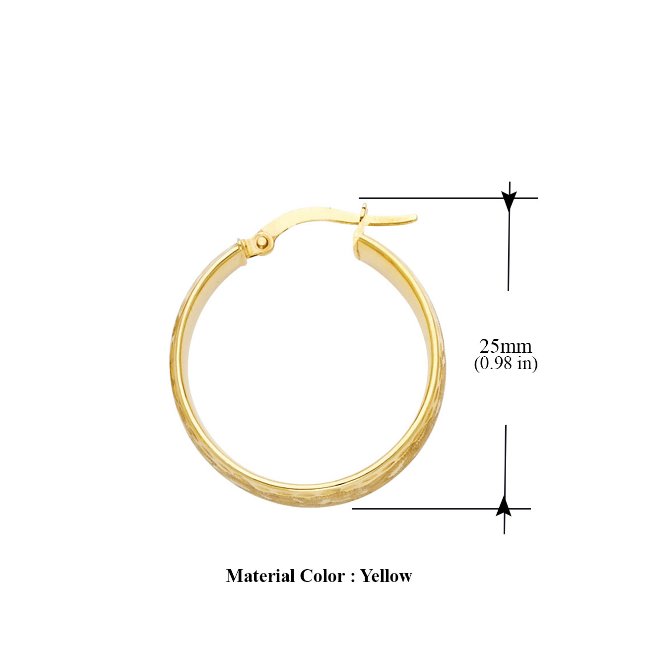 Pre-owned Tgdj 14k Yellow Gold 6mm Hollow Hoop Earrings For Women Diameter - 25 Mm