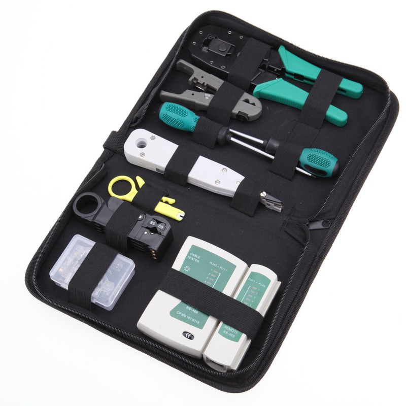 RJ45 RJ11 Ethernet Cable Hand Crimper Network Tester Tool Punch Down Impact Set