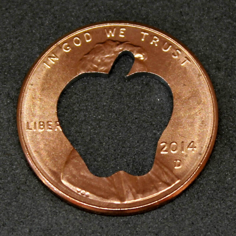 Lucky Penny with apple cut out