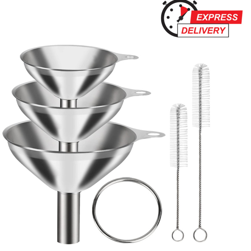 6 Pcs Stainless Steel Mini Funnels for Kitchen Use Large Tiny Small Funnel Set 3