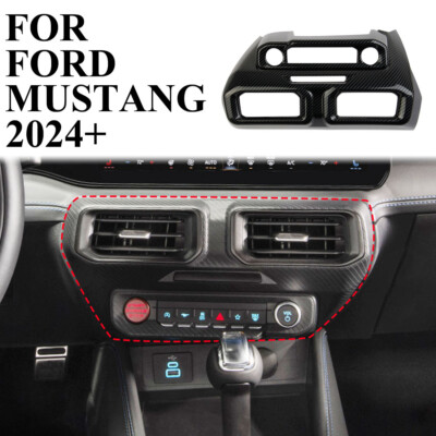 Carbon fiber interior central control panel trim cover for Ford Mustang 2024