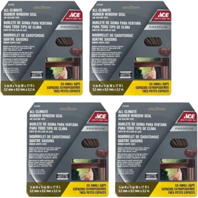 4 ACE All-Climate Window Air-Sealing Self-Adhesive Rubber Tape XSmall Gaps Brown