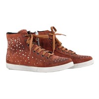 ITALY OVYE LEDER SNEAKER Damen Schuhe Strass High Top Echtleder WIldleder Boots